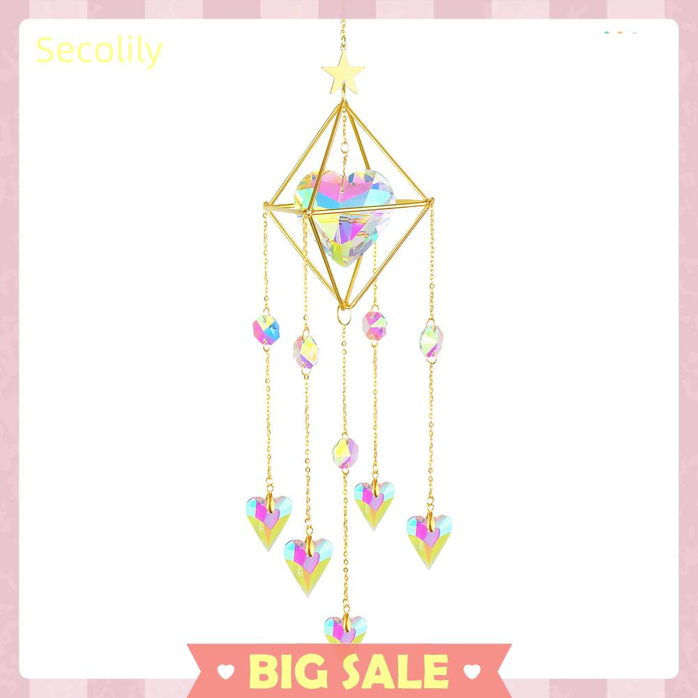 Chuông Gió Pha Lê Hình Trái Tim Treo Trang Trí Nhà Cửa/Vườn