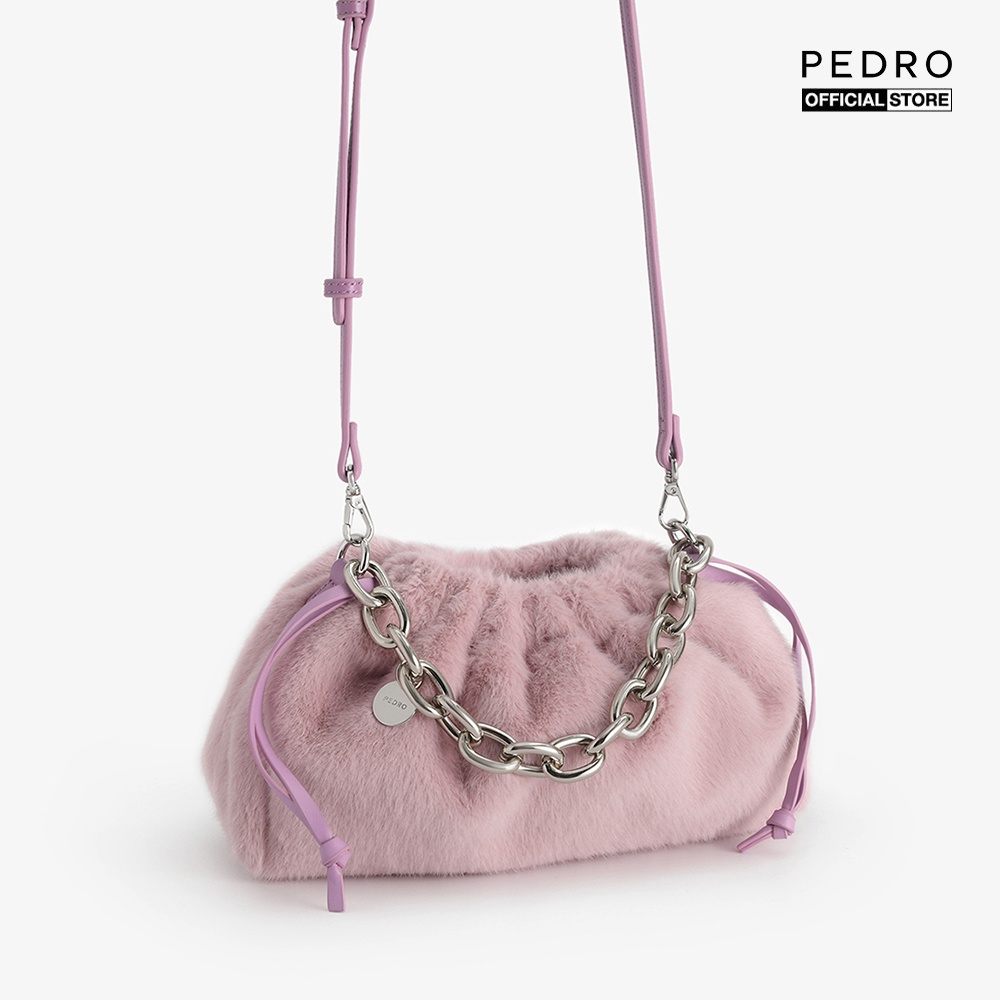 PEDRO - Ví nữ cầm tay Faux Fur Ruched Clutch With Chain PW2-26390003-19