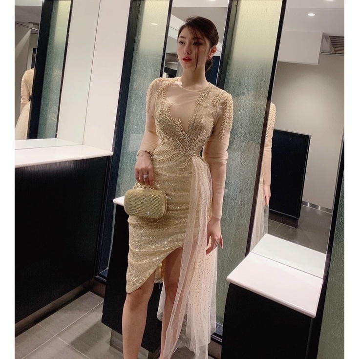 MS1240V ĐẦM KIM TUYẾN PHỐI BÈO KẾT CƯỜM full size S/M/L/XL