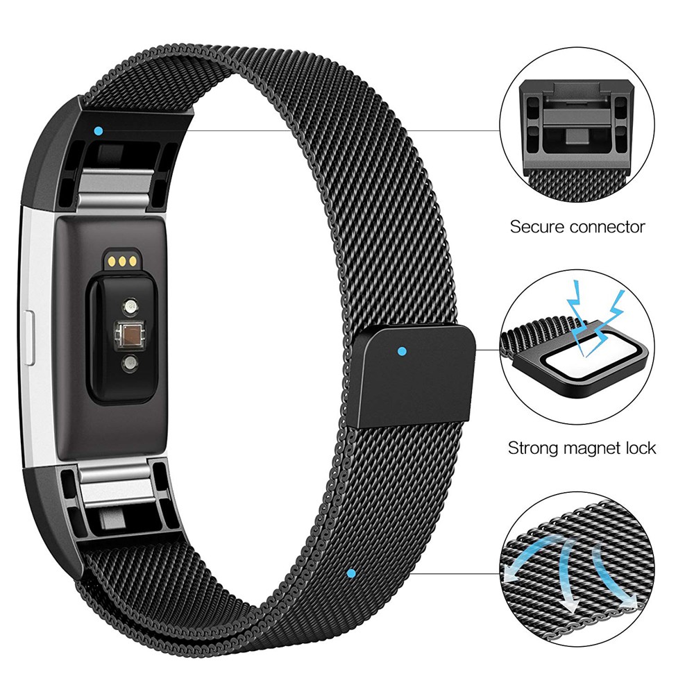 Dây Thay Thế Chất Liệu Kim Loại Dạng Lưới Cho Fitbit Charge 2