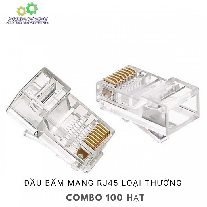 Combo 100 Hạt Đầu bấm mạng RJ45 loại Thường