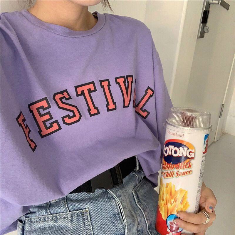 Áo Croptop nữ form rộng kiểu Hàn Quốc FESTIVAL Freesize dưới 55kg Molly Fashion