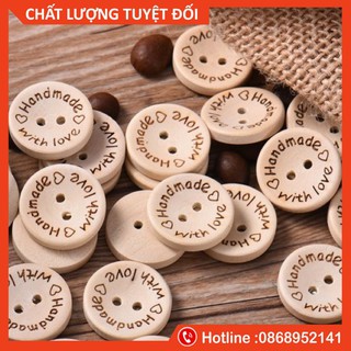 ❤️ RẺ VÔ ĐỊCH ❤️ Cúc Gỗ Handmade With Love (Combo 10 chiếc)