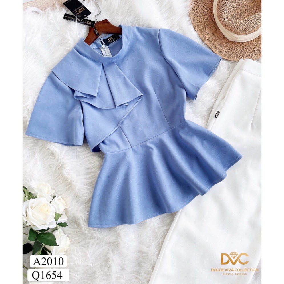 Áo peplum xanh cổ bèo A2010 - DOLCE VIVA COLLECTION