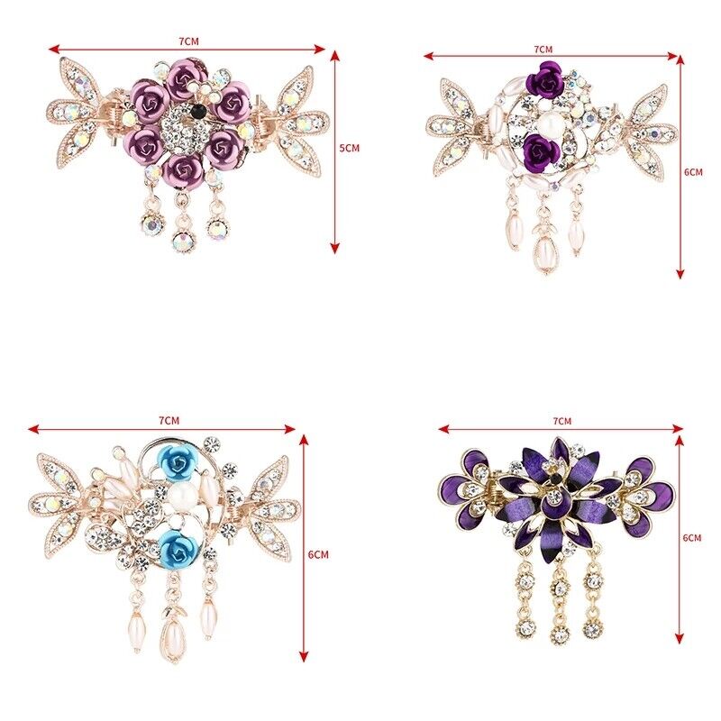 Kẹp tóc HAIMEIKANG đính đá hình hoa/chim công với tua rua cho phụ nữ