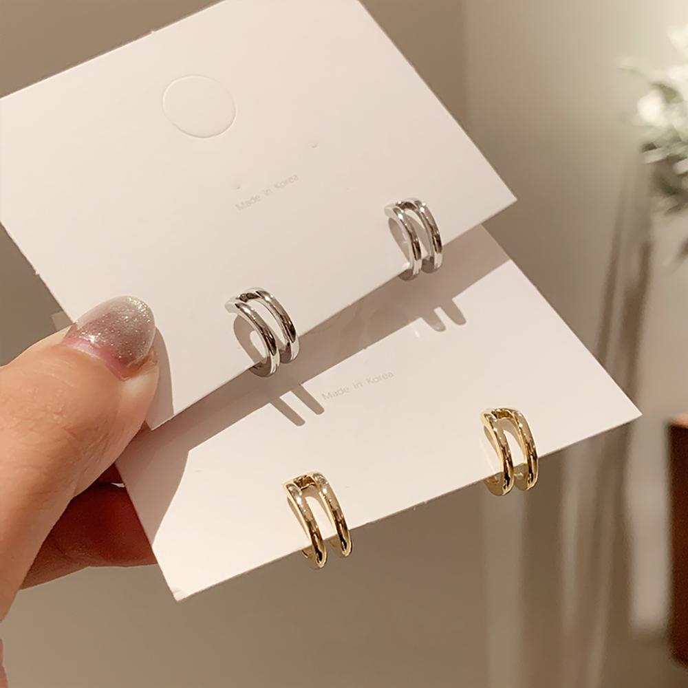 Khuyên Tai Hợp Kim Hình Chữ C Phong Cách Hàn Quốc Cổ Điển Dành Cho Nữ
