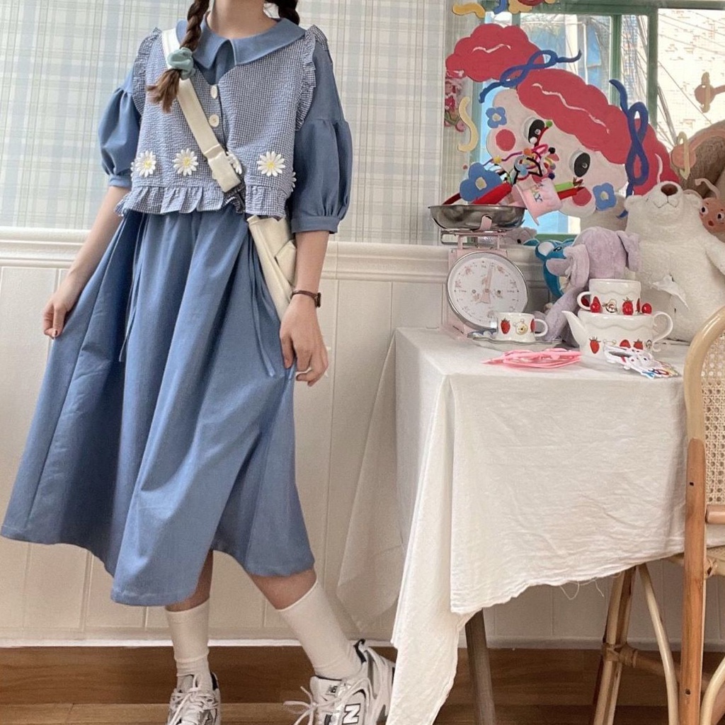 Bộ Áo Khoác + Chân Váy Họa Tiết Hoa Cúc Dễ Thương Thời Trang Mùa Hè Cho Nữ