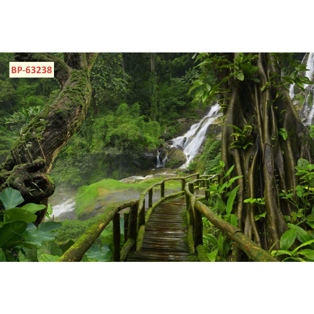 Tranh dán tường 3d thác nước thiên nhiên, quang cảnh thoáng đãng tạo cảm giác thư thái hoà mình với thiên nhiên