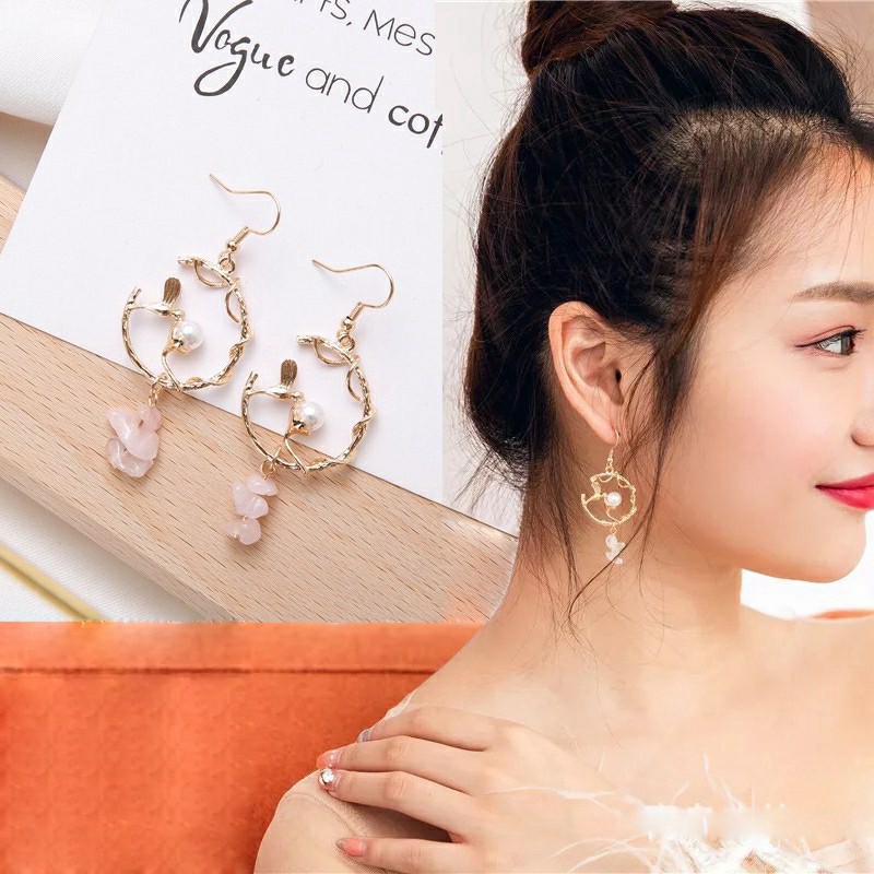 Hoa tai tròn dài thiết kế tinh xảo MS11