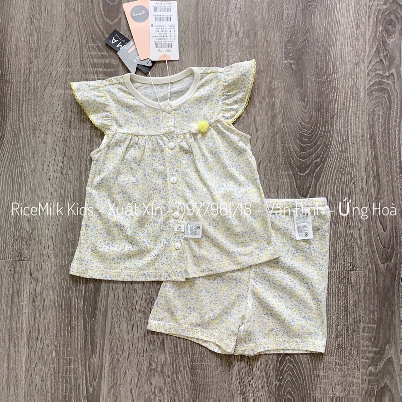 Bộ cotton giấy cho bé gái hoa nhí vàng xuất Hàn