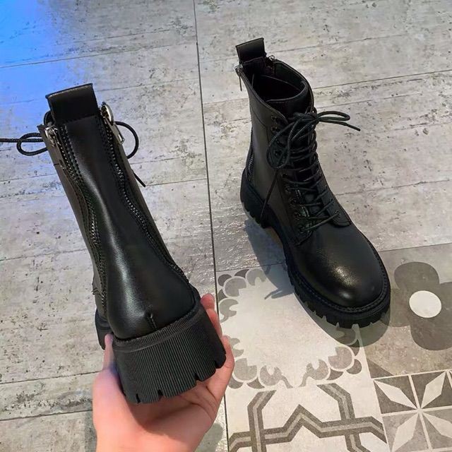 (Order) Boots Martin cổ ngắn đan dây gót cao 5cm - Có ảnh thật