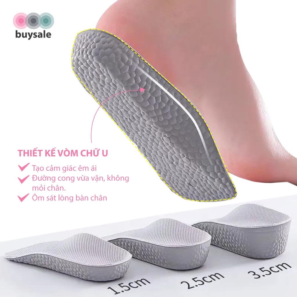Lót giày tăng chiều cao cấu trúc vòm nâng đỡ lòng bàn chân tăng 1.5CM 2.5CM 3.5CM - Buysales - BSPK229