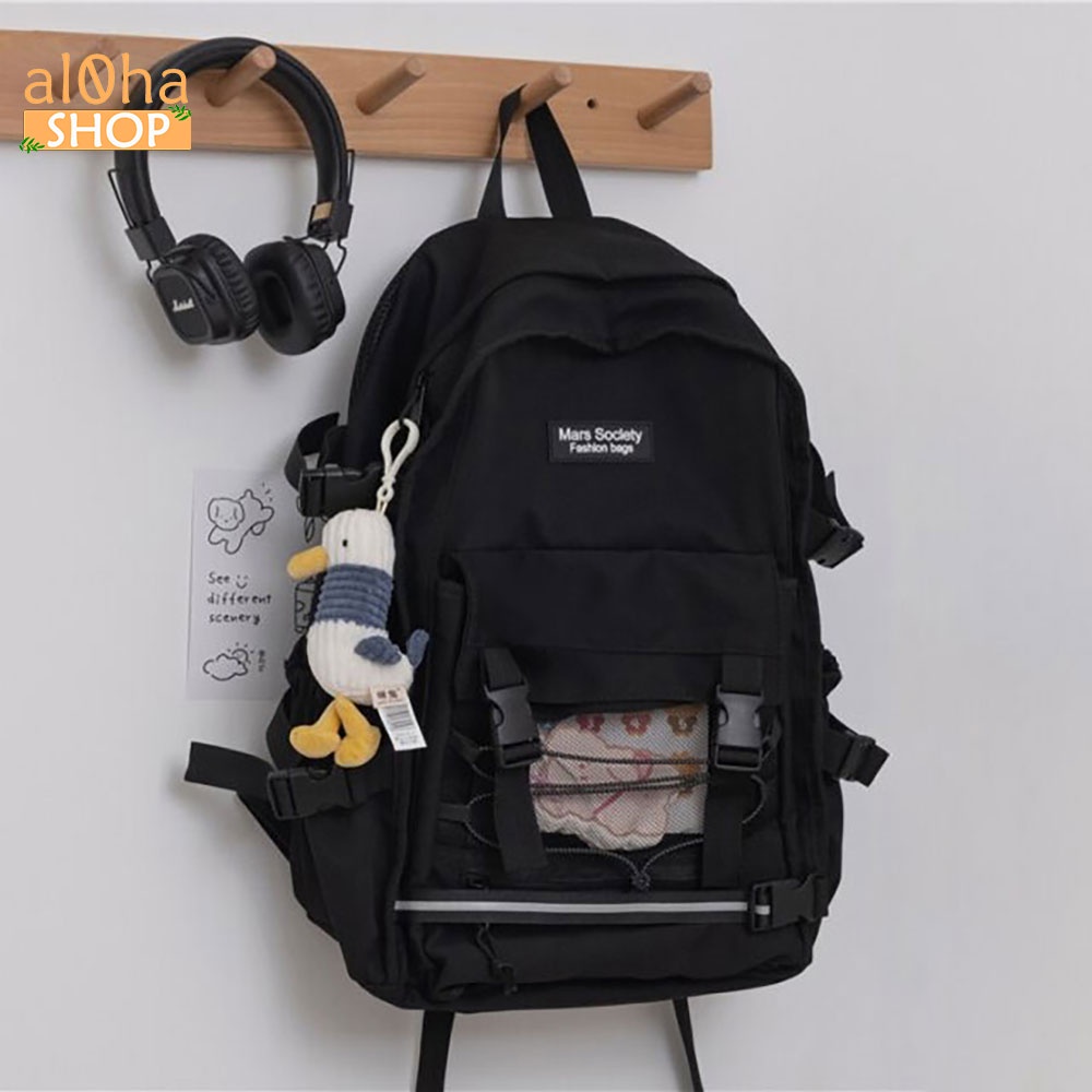 Balo - cặp sách Ulzzang nhiều ngăn B0171 Mars Society đi học, đi làm, du lịch, đựng laptop Unisex nam nữ - al0ha Shop
