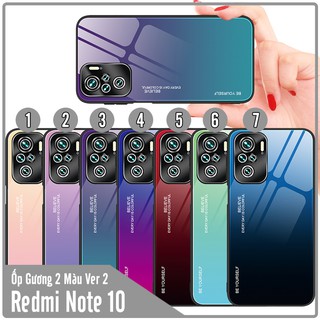 Ốp lưng cho Xiaomi Redmi Note 10 gương cứng 2 màu Gradient Ver 2 , viền TPU dẻo đen