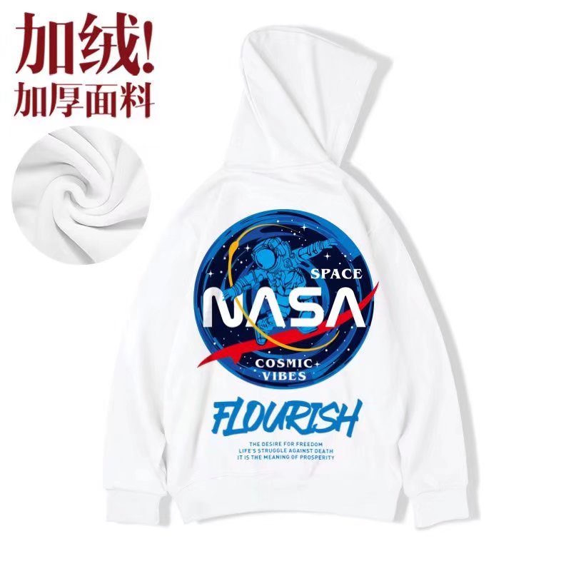 Áo Hoodie Tay Dài Dáng Rộng In Hình Phi Hành Gia NASA Phong Cách Hàn Quốc Cho Cặp Đôi Size M-8XL