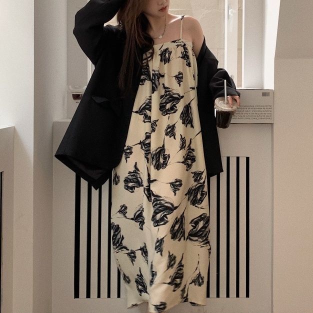 Đầm Yếm In Họa Tiết Phong Cách Hàn Quốc Thời Trang Cho Nữ