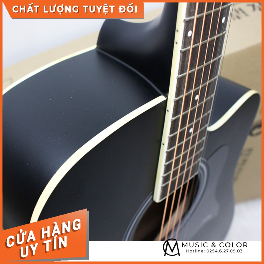 Guitar Acoustic Lankro LK41 đen nhám full phụ kiện - Nhạc cụ Music & Color