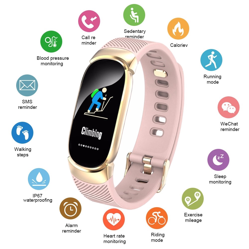 Duo Teng New Sports Waterproof Smart Watch Women Smart Bracelet Band Bluetooth Heart Rate Monitor Fitness Tracker Metal Case