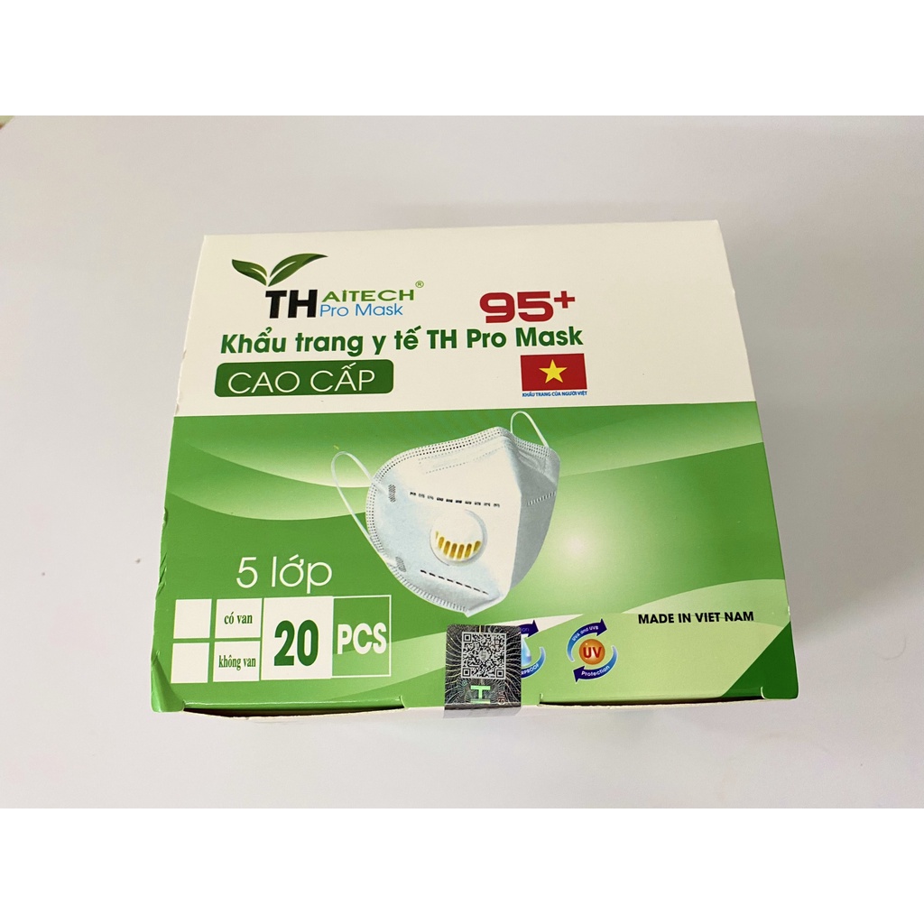 [CAM KẾT HÀNG CHÍNH HÃNG] Khẩu trang y tế TH PRO MASK 5 lớp kháng khuẩn có VAN - Hộp 20 cái hàng chuẩn công ty