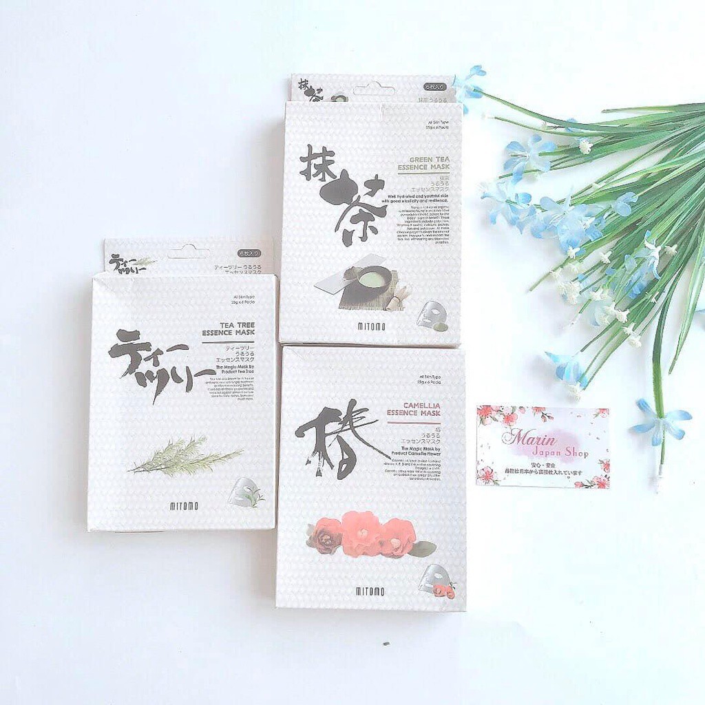 Mặt nạ dưỡng da hoa trà tsubaki, trà xanh matcha , tea tree Nhật Bản