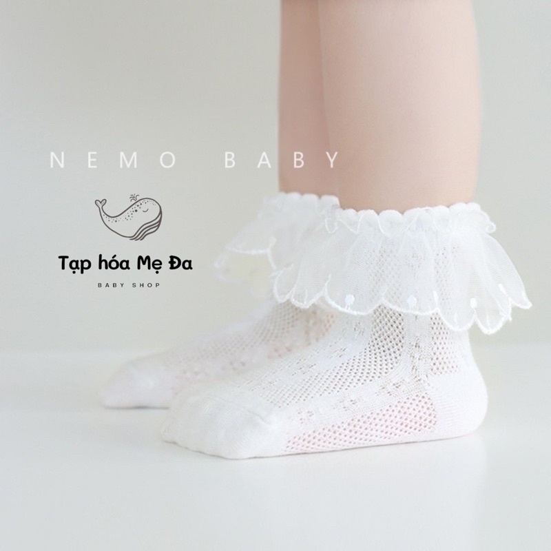 Tất vớ ren trơn cổ ngắn nhiều kiểu phong cách tiểu thư cao cấp Nemo Baby