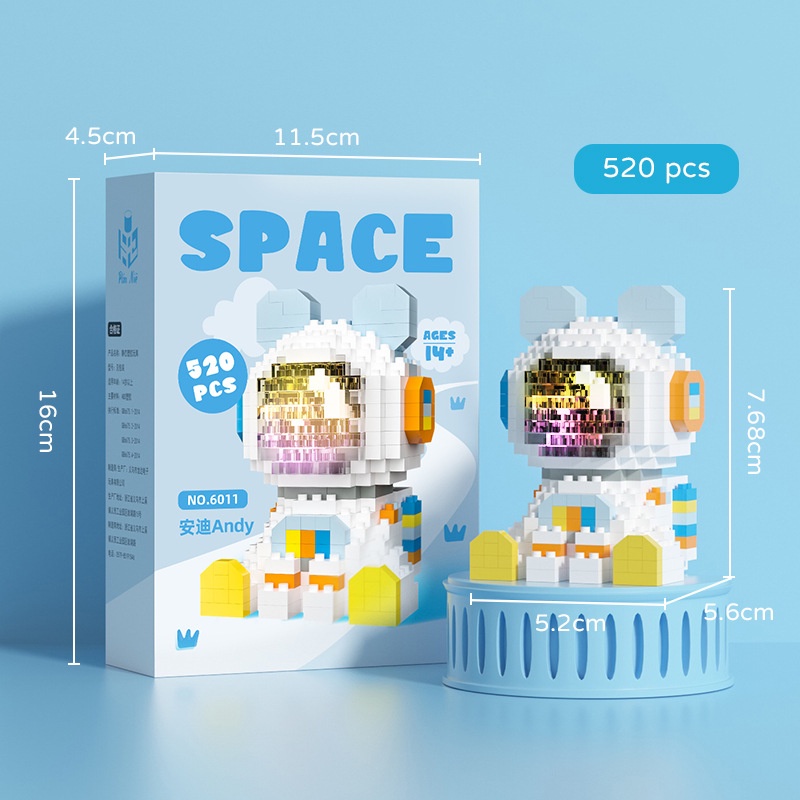 Đồ chơi lắp ráp 3d thỏ phi hành gia mini có đèn led phát sáng cho bé trai bé gái thông minh phát triển trí tuệ QC Store