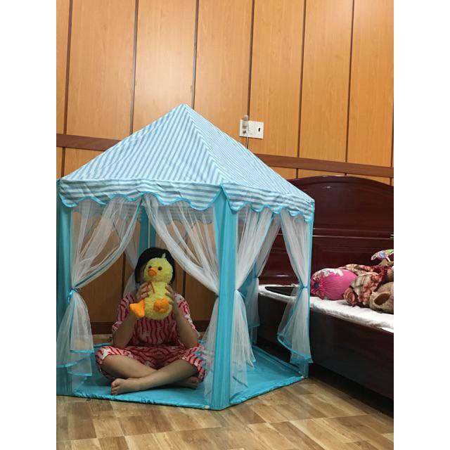 [Kích thước 140cm x 135cm] Lều Công Chúa Hoàng Tử Cho Bé Kiểu Dáng Lục Giác Màu Hồng Đậm Xanh Dương