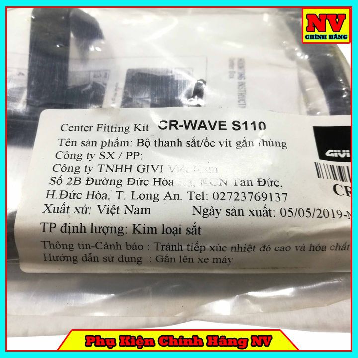 [Mã LIFEAUMAY giảm 10% tối đa 30k đơn 150k] Pát Gắn Thùng Giữa Honda Wave S110 Givi Chính Hãng - BH 2 Năm