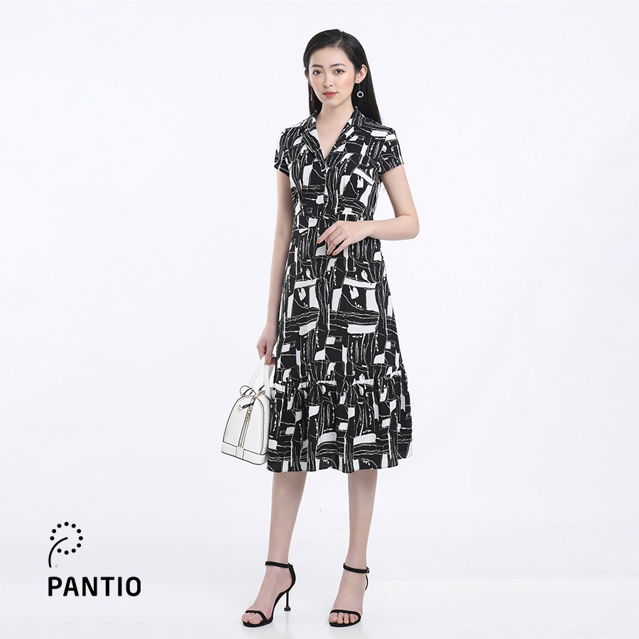 ĐẦm công sở chất liệu lụa cát họa tiết độc đáo dáng suông FDC12700 - PANTIO