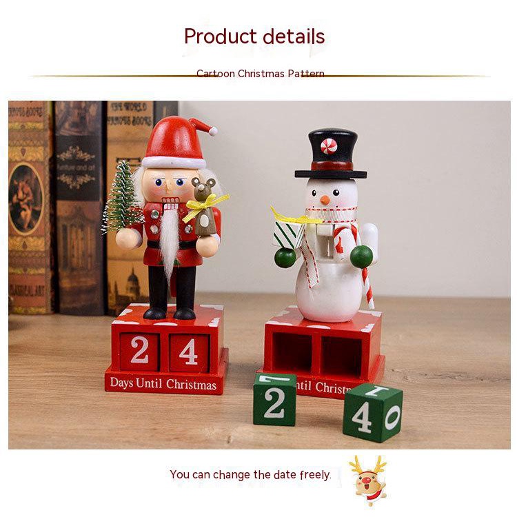 Lịch Để Bàn Đếm Ngược Hình Người Lính Bằng Gỗ Óc Chó Cỡ Nhỏ Trang Trí Giáng Sinh