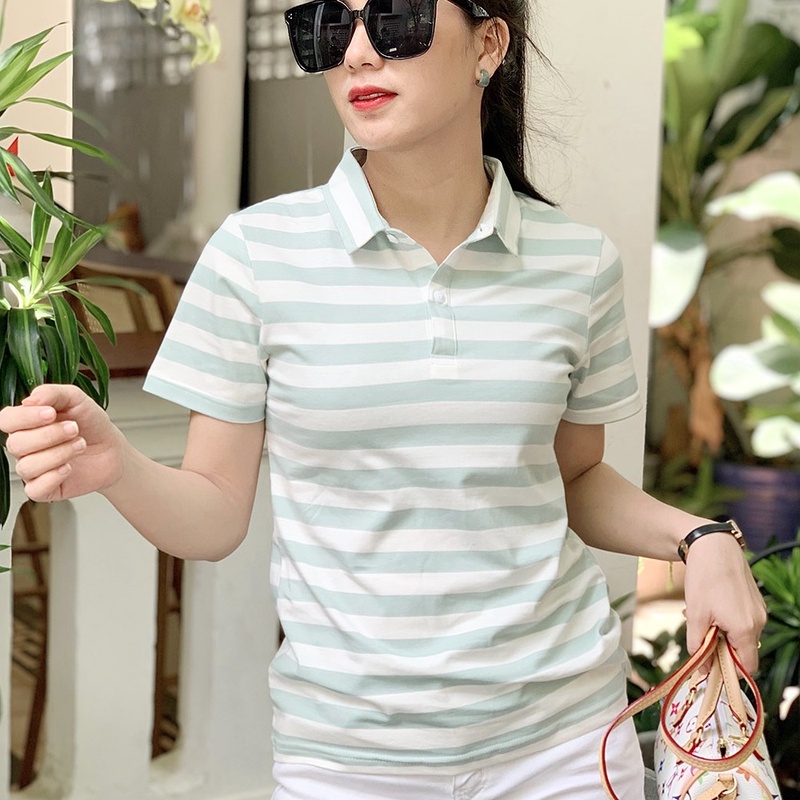 Áo thun nữ Cổ Sơ Mi (Cổ trụ) TOLI, chất cotton 4 chiều mềm mịn, co dãn Màu Hồng Ruốc