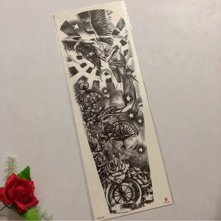 Hình xăm dán kín tay cô gái trắng đen kín tay 17x48cm