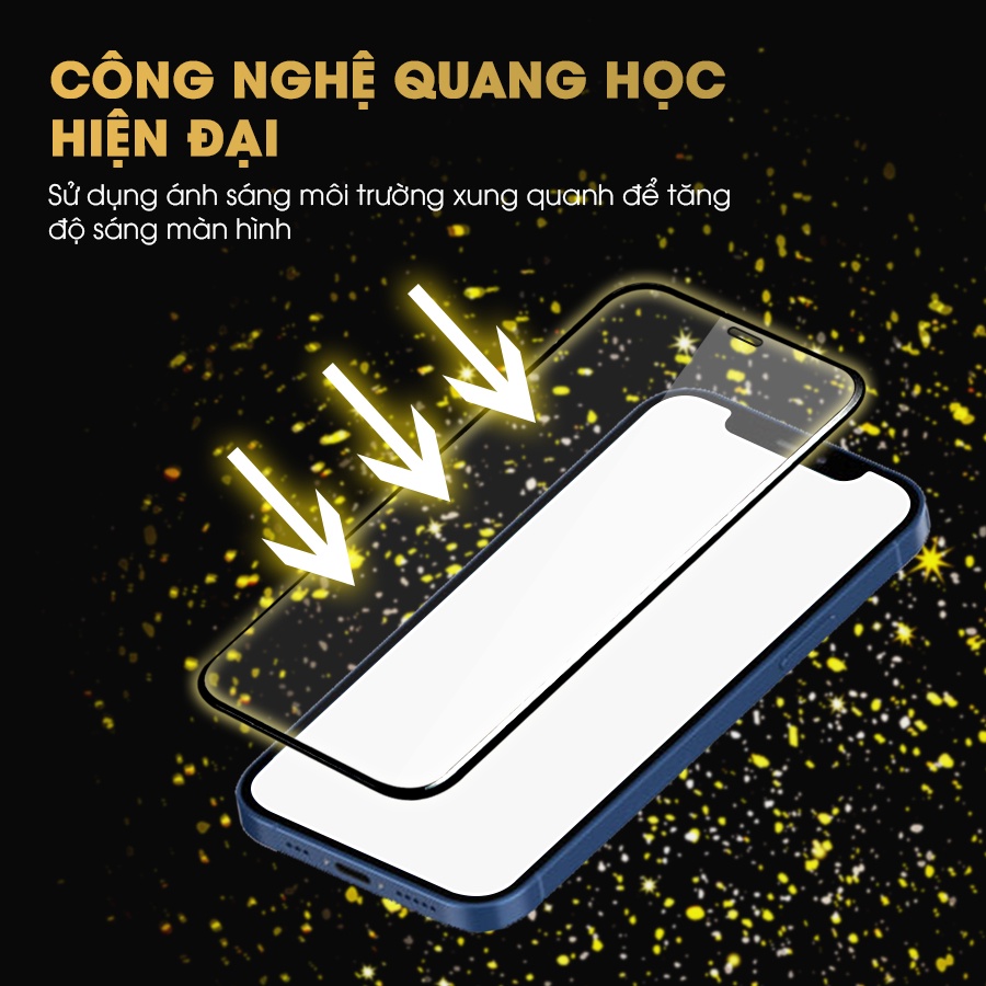 Cường Lực Iphone 13Pro 12 Pro Max 11 X XR XS Max ProMax Mini Viền Kim Cương Trong Suốt Full Màn Handtown