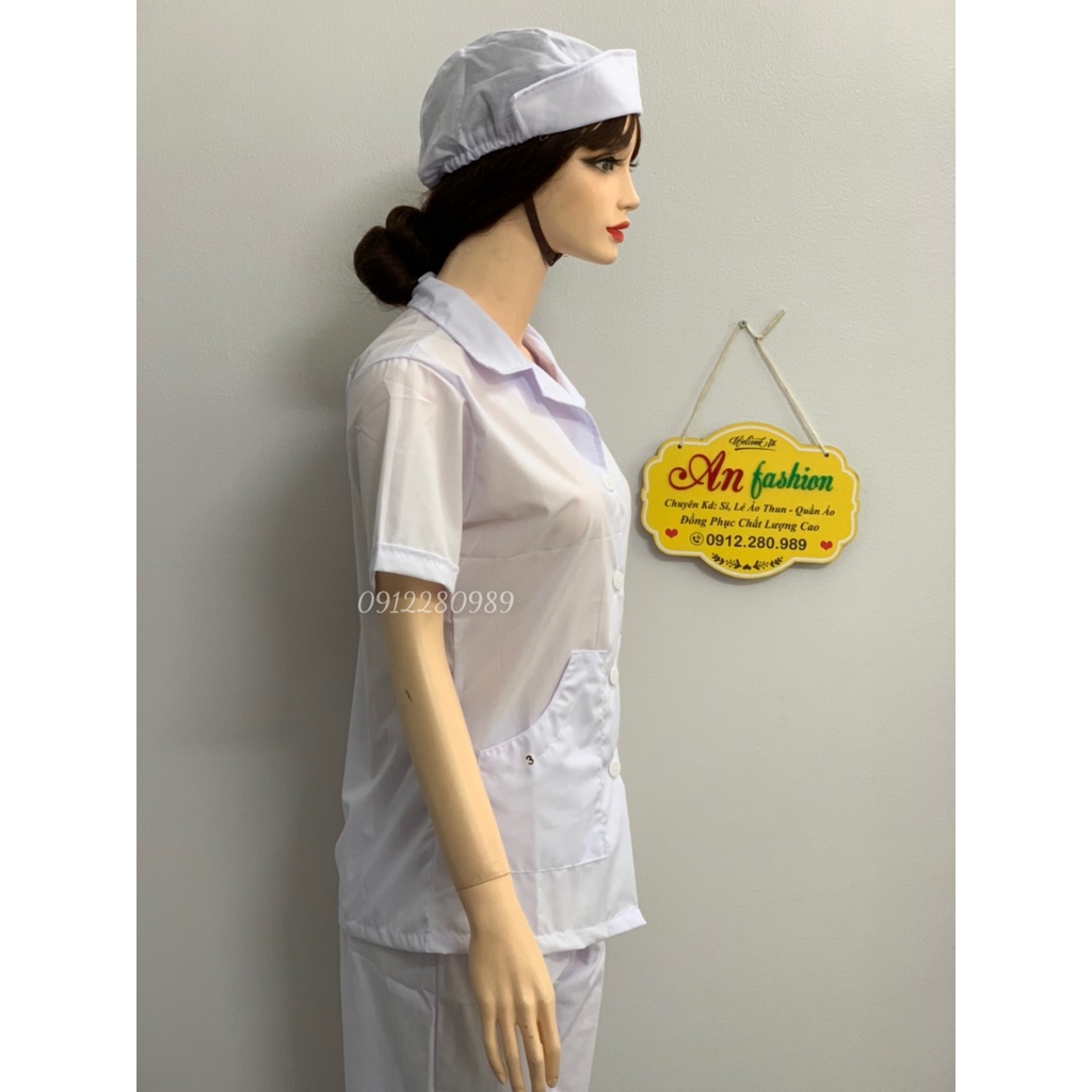 Áo blouse y tế nữ form đẹp tôn dáng 2 túi xéo _ Hình chụp thật