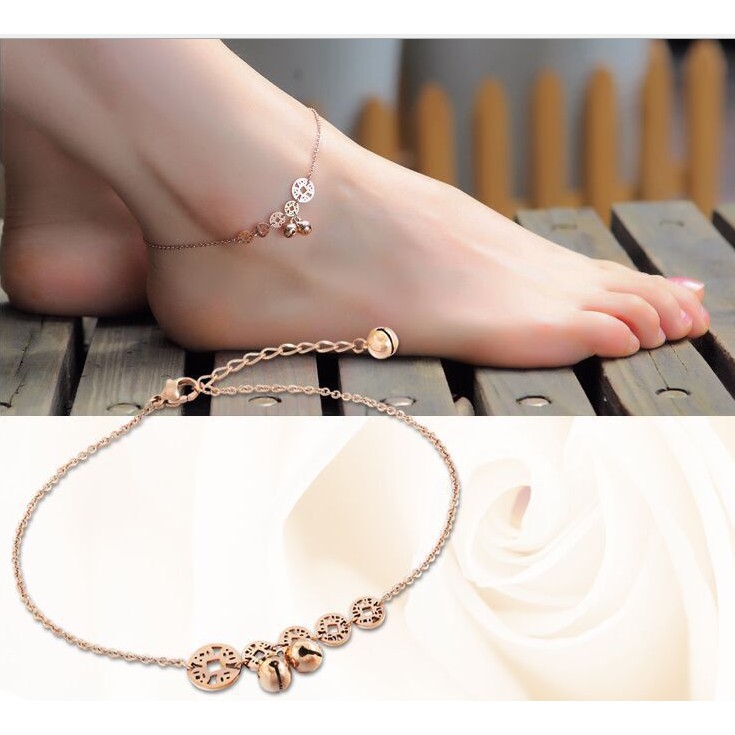 Lắc chân titan mạ vàng 14k đồng tiền