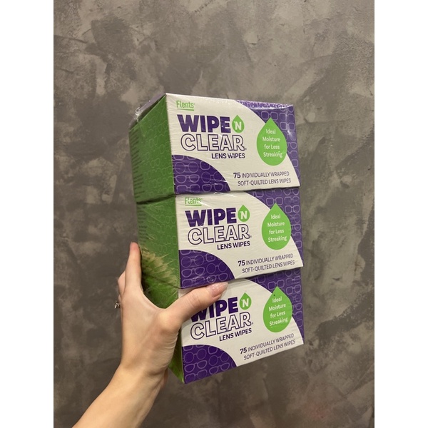 GIẤY VỆ SINH MẮT KÍNH FLENTS WIPE N CLEAR LENS WIPE HỘP 75 miếng