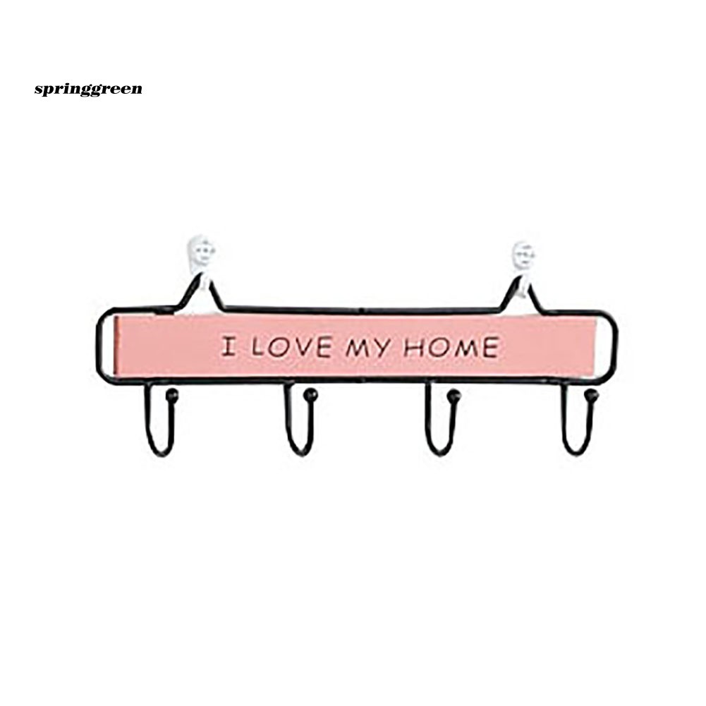 Móc Treo Đồ Gắn Tường Bằng Gỗ Khắc Chữ I Love My Home Độc Đáo