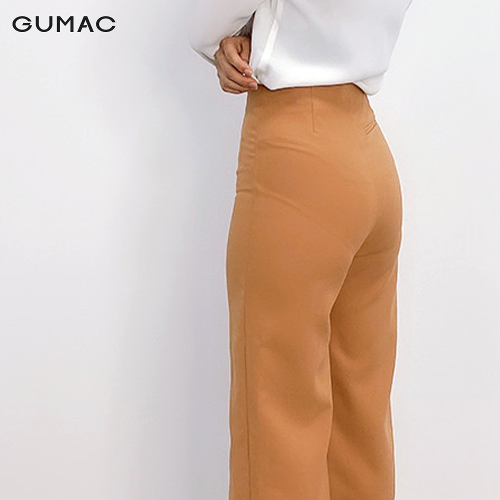 [Mã WABRGU72 giảm 10% tối đa 50k đơn 250k] Quần tây nữ ống rộng lưng liền GUMAC QA9119_NAU | BigBuy360 - bigbuy360.vn