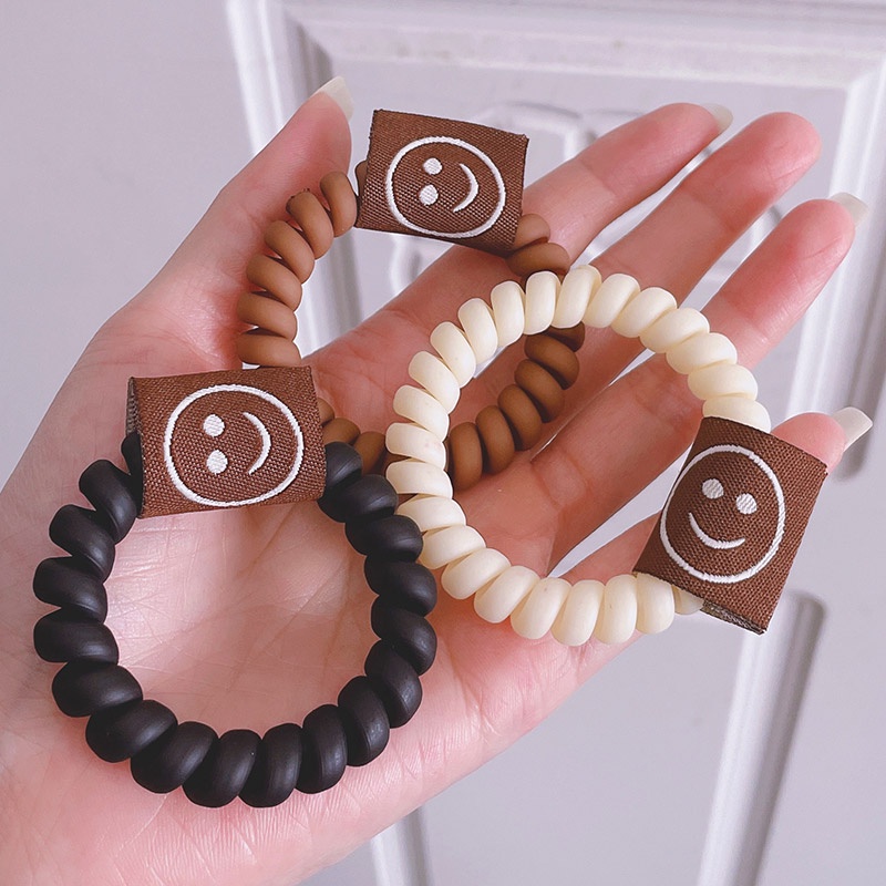 Dây buộc tóc hình điện thoại bàn trà sữa mặt cười phong cách Hàn Quốc