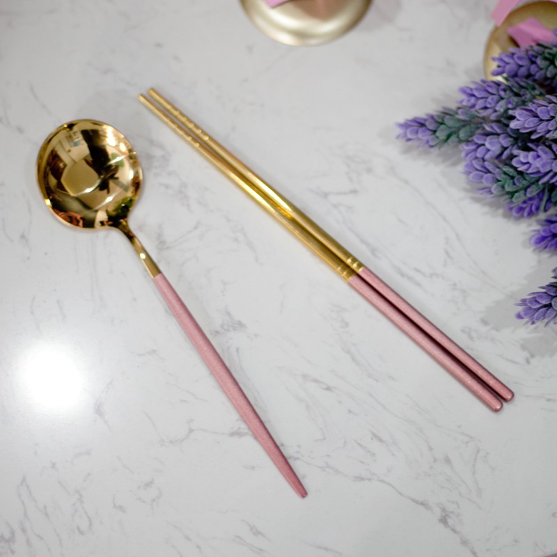 Bộ đũa muổng Inox mạ vàng sang trọng - Jassi Decor