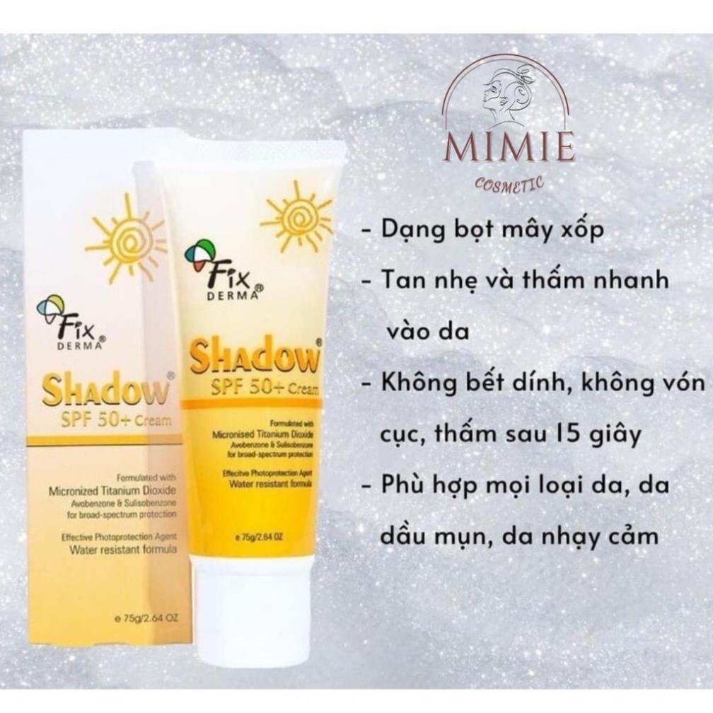 Kem Chống Nắng Fixderma SPF50+ (75g) - Kem Chống Nắng Shadow Cho Da Mặt Và Toàn Thân