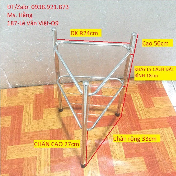 - Chân Bình Lọc Tam Giác - Giá Đỡ Chân Bình - Kệ Để Bình Nước Uống INOX Cao Cấp Đường Kính Lọt Lòng 26 cm - Mã:
