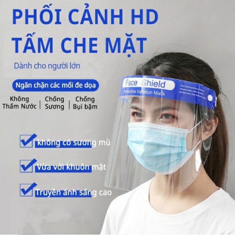 (Loại 1) Kính Chống Giọt Bắn, Tấm Chắn Giọt Bắn Face Shield, Tấm Che Mặt Phòng Dịch, Bảo Vệ Khuôn Mặt