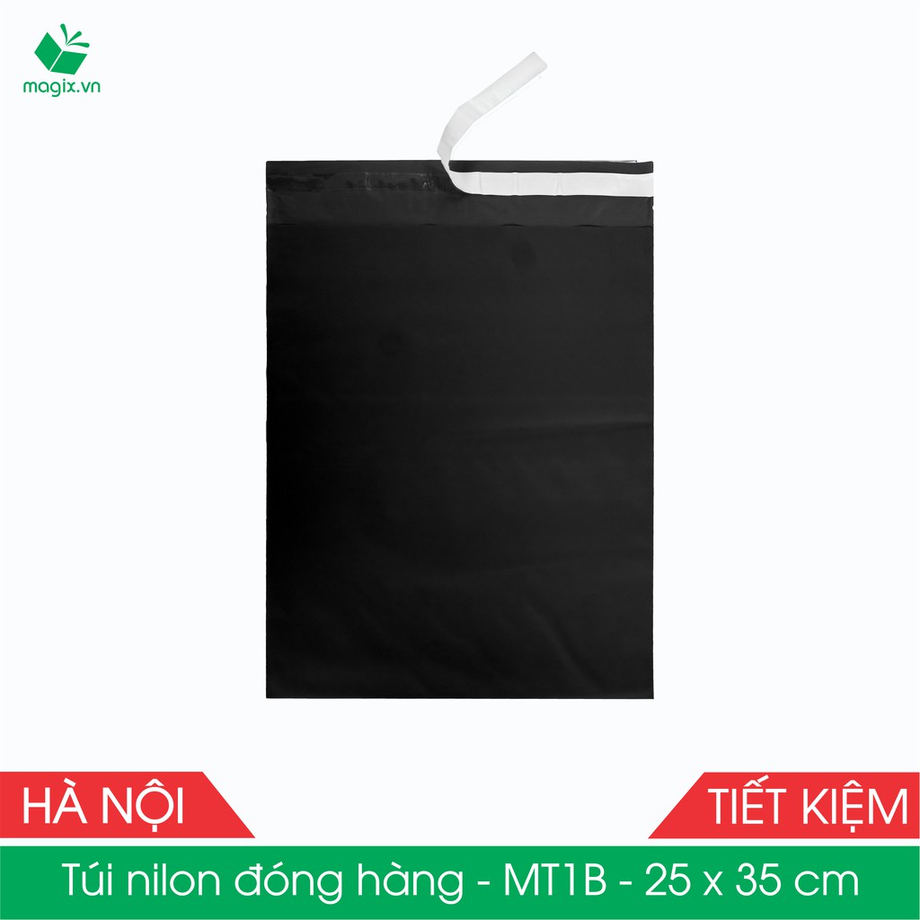 MT1B - 25x35 cm - Túi nilon TIẾT KIỆM gói hàng - 100 túi niêm phong đóng hàng màu ĐEN