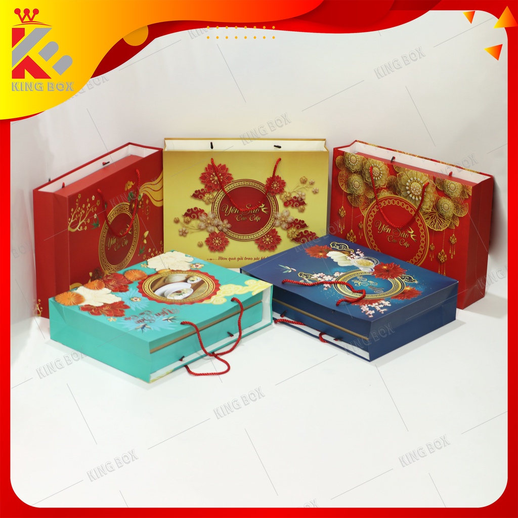 Set hộp đựng yến sào 100g khay Hoa mai KINGBOX (Chưa bao gồm hộp nhựa)