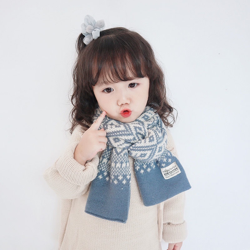 Khăn choàng cổ dệt kim phong cách Retro Hàn Quốc cho bé