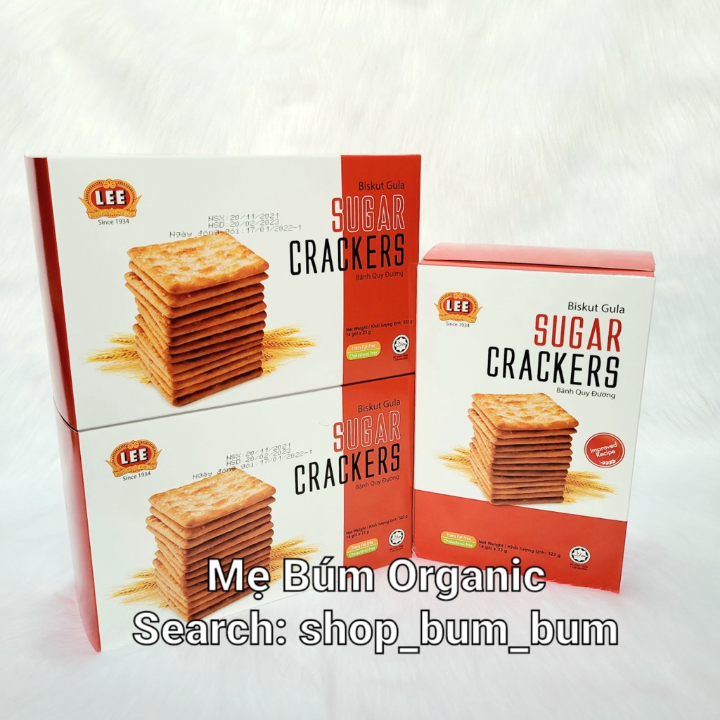 [HCM giao hỏa tốc]  Bánh quy giòn Cream Creackers phủ đường, Bánh lúa đường Sunrise Malaysia - Hộp 308g, 14 gói*22g