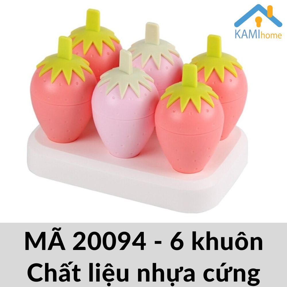 Khuôn làm kem que 6 khuôn (hình Quả Dâu và hình khác) KM20094