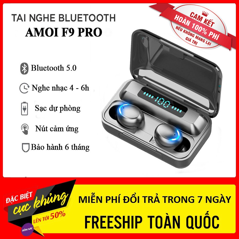 Tai nghe Bluetooth True Wireless Amoi F9 PRO - Bluetooth 5.0 - Cảm biến vân tay, chống nước - PHIÊN BẢN CAO CẤP NHẤT