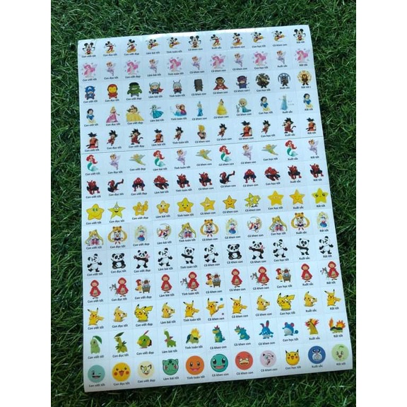 Sticker khen thưởng học sinh - nhân vật hoạt hình